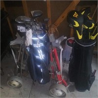 2 Sets of Golf Clubs with Carts