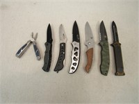 (qty - 7) Assorted Folding Knives and Multi-Tools