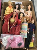 Barbie, Skipper, small boy, and Midge dolls