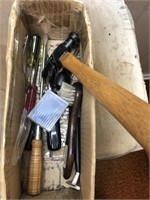 Box with hammer and screw drivers