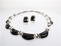 Sterling Silver Onyx Earrings/Necklace