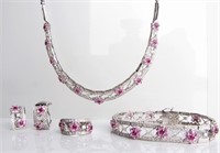 18K Sapphire, Ruby, Diamond Jewelry Suite