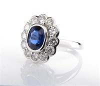 18K Sapphire, Diamond Ring