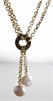 18K Yvel Collection Double Chain Pearl Necklace