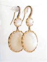 18K Ivanka Trump Pearl, Diamond Earrings