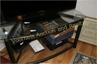 Free standing Metal TV stand  w/3 glass shelves