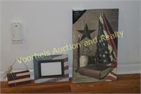 patriotic canvas with LED Accent & cart