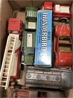 Small metal toy fire truck, trucks