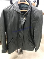 Leather coat- green color, size medium