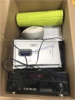 Box of electronics--speaker, player, heater