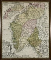 Johann Baptist Homann Rare Norway and Sweden Map