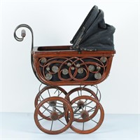 Old Vintage Wooden Doll Carriage Stroller Buggy