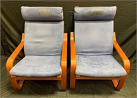 Set of Vintage Ikea Poang Chairs & Foot Rests