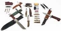 Lot of 17 Assorted Pocket Knives and Bayonets