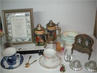 Frame- Cups- Saucers- Misc Lot