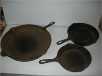 9-10-& 14 Inch cast Iron Skillets