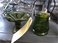 Vintage green decorative glassware. Shelf NOT inc