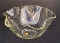 Unmarked Hand Blown Glass Fruit Bowl
