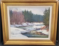 Oil Painting "Melting Snow Swift River" 1990