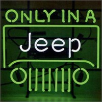 Only in a Jeep Neon Sign on Metal Grid-