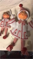 Set of 2 Annalee Candy cane Elf’s