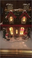 Lighted Christmas building as work
