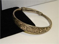 Highly Decorated Silvertone Bracelet