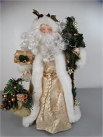 Santa Tree Topper Gold & White w/ Staff
