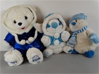 3 Super Soft Blue & White Stuffed Animals