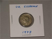 1947 United Kingdom Sixpence Coin