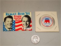 Original 1984 Reagan / Bush Button & Conv. Sticker