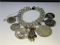 ELCO Sterling Silver Charm Bracelet w/Charms