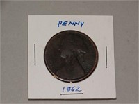 1862 United Kingdom Penny Coin