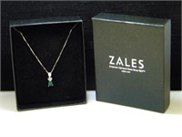 14K White Gold and Lab Created Emerald Necklace