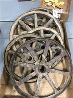 Old wheels--wood/metal spokes, 8, 10, and 11"