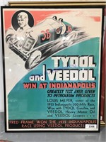 Tydol & Veedol framed ad, 22.25 x 28.5