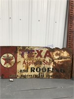 Texaco tin sign, rusted, 36 x 16