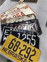 Old license plates from IA, NE, IL--1955-1970