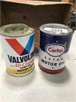 Valvoline, Carter 1-qt oil cans, full