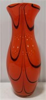 Murano Art Glass Vase Orange & Black