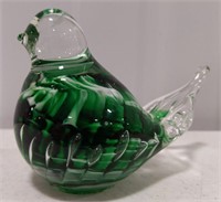 Joe Rice Art glass Bird dark green
