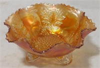 Fenton Stag & Holly Carnival Glass Bowl