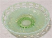 Green Opalescent Glass Bowl-Lattice Top
