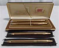 Vintage Cross 14KT gold filled pens with case.