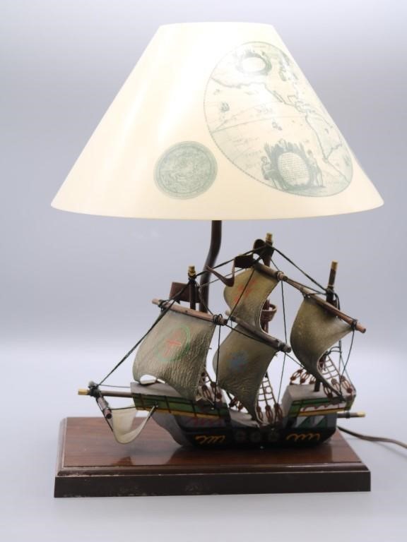 Sailing Ship Table Lamp With Nautical, Sailing Ship Lamp Shade