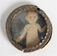Miniature Infant Portrait in Metal Frame