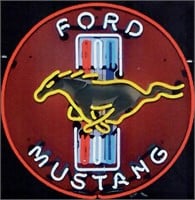 Ford Mustang With Backing Neon Sign-