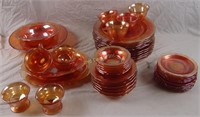 Large Set Of Carnival Glass Plates Bowls Cups