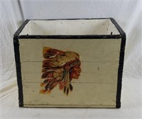 Vintage Painted Wood Crate/ Native American Cheif