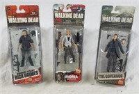 3 Walking Dead Figures; Rick, Andrea & Governor